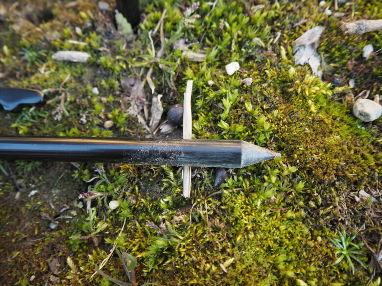 ダイソー鍛造ペグ先端部の接写