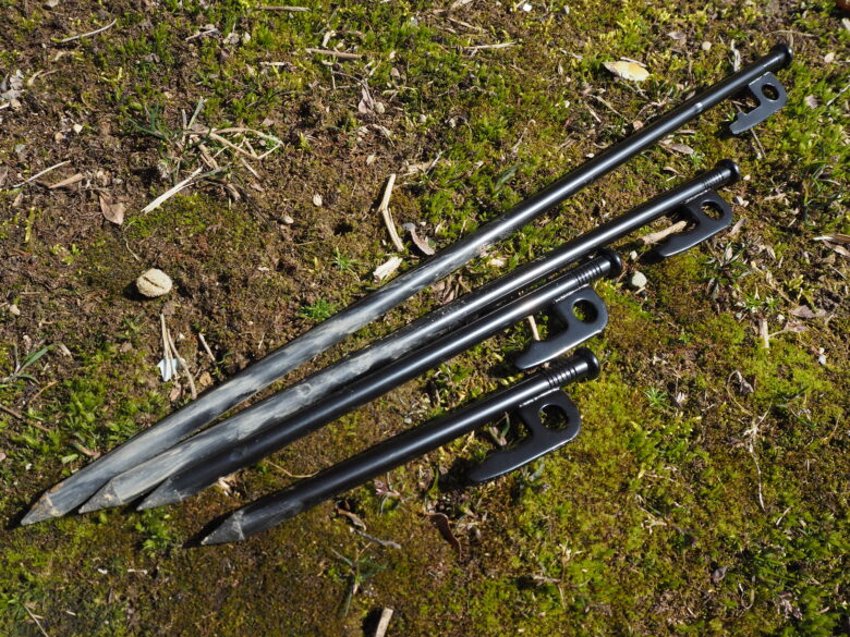 ダイソー鍛造ペグ4種類が並んでいる所