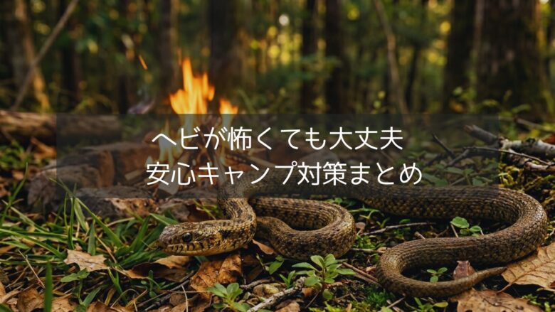 焚火中にヘビが寄ってきている状況